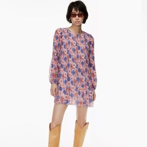 Aritzia Pink and Purple Floral Long Sleeve Mini Dress